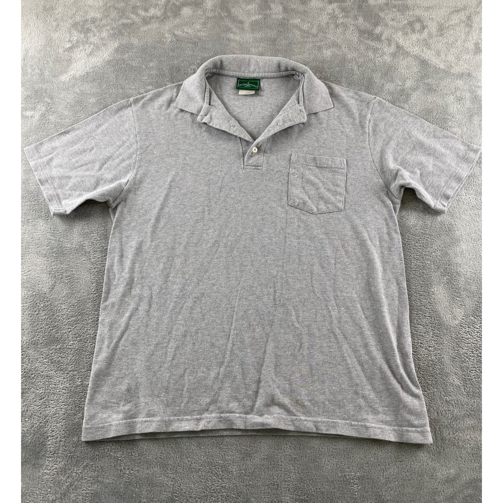 Outer Banks Mens Gray Short Sleeve Cotton Pique Polo Shirt with Pocket Large